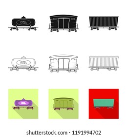 Isolated object of train and station symbol. Set of train and ticket vector icon for stock.