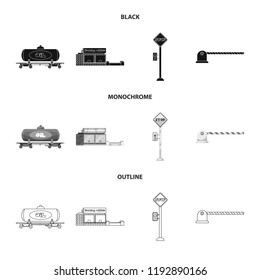 Isolated object of train and station symbol. Set of train and ticket stock vector illustration.