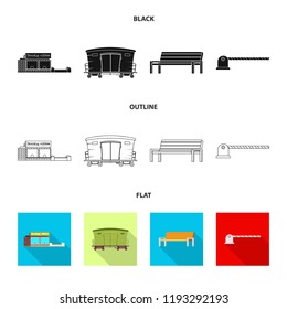 Isolated object of train and station symbol. Set of train and ticket vector icon for stock.