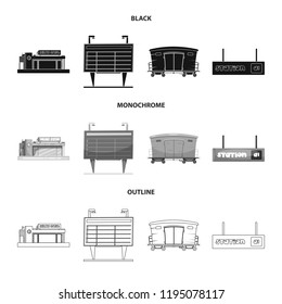 Isolated object of train and station symbol. Collection of train and ticket vector icon for stock.