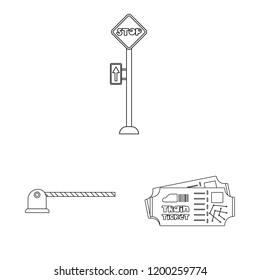 Isolated object of train and station symbol. Set of train and ticket stock symbol for web.