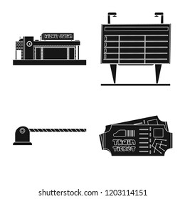 Isolated object of train and station symbol. Collection of train and ticket stock vector illustration.