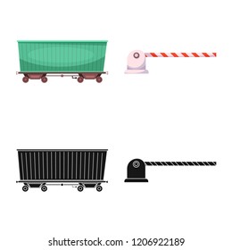 Isolated object of train and station symbol. Collection of train and ticket stock symbol for web.