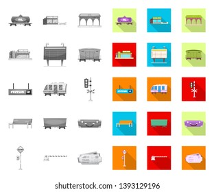 Isolated object of train and station symbol. Set of train and ticket stock symbol for web.