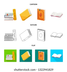 Isolated object of training and cover icon. Collection of training and bookstore  stock symbol for web.