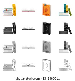 Isolated object of training and cover icon. Collection of training and bookstore  stock symbol for web.
