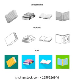 Isolated object of training and cover icon. Collection of training and bookstore  stock vector illustration.