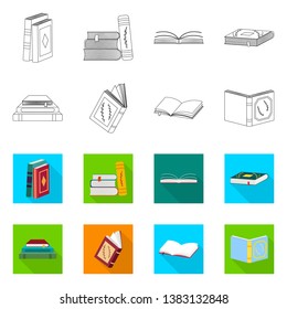 Isolated object of training and cover icon. Collection of training and bookstore  stock symbol for web.