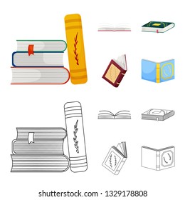 Isolated object of training and cover logo. Set of training and bookstore  vector icon for stock.
