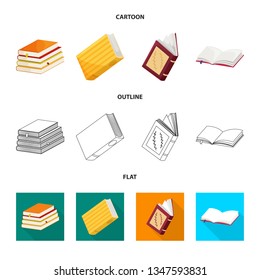 Isolated object of training and cover logo. Set of training and bookstore  vector icon for stock.
