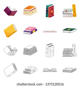 Isolated object of training and cover logo. Collection of training and bookstore  stock vector illustration.