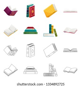 Isolated object of training and cover sign. Collection of training and bookstore  vector icon for stock.