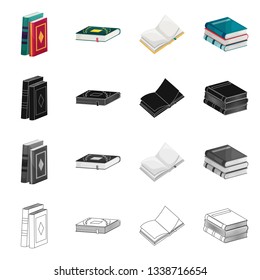 Isolated object of training and cover sign. Collection of training and bookstore  stock vector illustration.