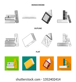 Isolated object of training and cover sign. Collection of training and bookstore  stock symbol for web.
