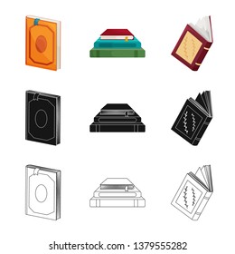Isolated object of training and cover sign. Set of training and bookstore  vector icon for stock.