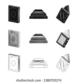 Isolated object of training and cover sign. Collection of training and bookstore  stock vector illustration.