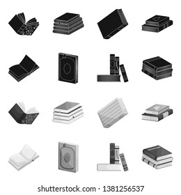 Isolated object of training and cover sign. Collection of training and bookstore  stock vector illustration.