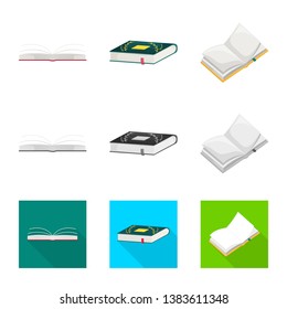 Isolated object of training and cover sign. Set of training and bookstore  vector icon for stock.