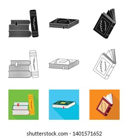 Isolated object of training and cover sign. Collection of training and bookstore  stock symbol for web.