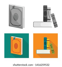 Isolated object of training and cover sign. Collection of training and bookstore  stock vector illustration.