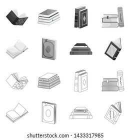 Isolated object of training and cover sign. Set of training and bookstore stock vector illustration.
