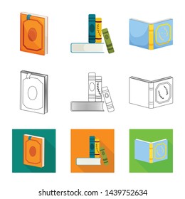 Isolated object of training and cover sign. Collection of training and bookstore stock vector illustration.