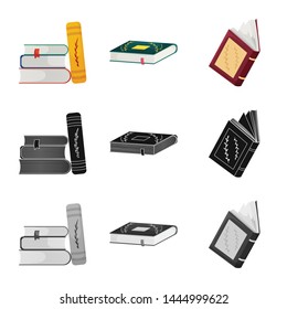 Isolated object of training and cover sign. Set of training and bookstore stock symbol for web.