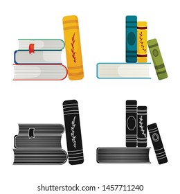 Isolated object of training and cover sign. Collection of training and bookstore stock vector illustration.