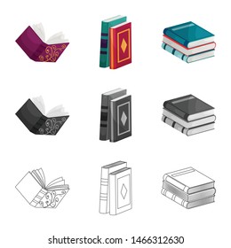 Isolated object of training and cover sign. Set of training and bookstore stock vector illustration.