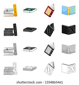 Isolated object of training and cover symbol. Collection of training and bookstore  stock vector illustration.