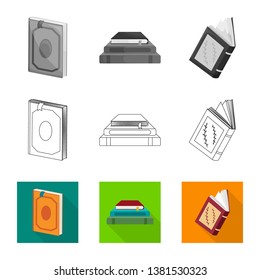 Isolated object of training and cover symbol. Set of training and bookstore  stock vector illustration.