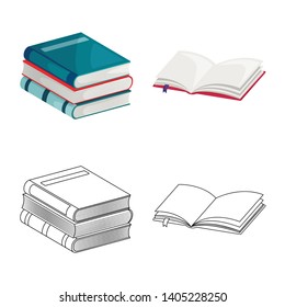 Isolated object of training and cover symbol. Set of training and bookstore  stock symbol for web.