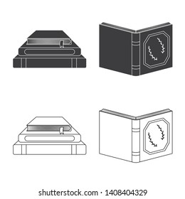 Isolated object of training and cover symbol. Set of training and bookstore  stock vector illustration.