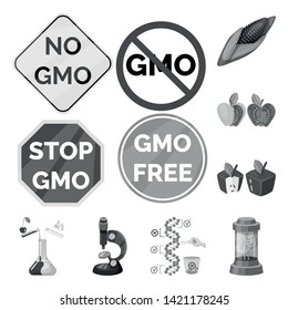 Isolated object of transgenic and organic sign. Set of transgenic and synthetic stock symbol for web.