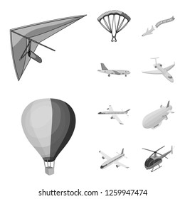 Isolated object of transport and object icon. Collection of transport and gliding  stock symbol for web.