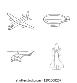 Isolated object of transport and object icon. Collection of transport and gliding  vector icon for stock.