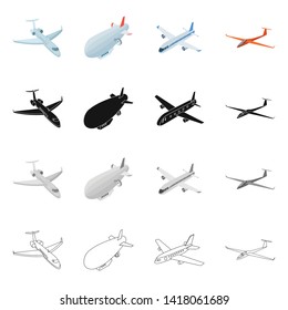 Isolated object of transport and object icon. Set of transport and gliding  stock vector illustration.