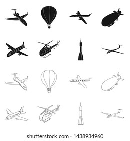 Isolated object of transport and object icon. Set of transport and gliding stock vector illustration.