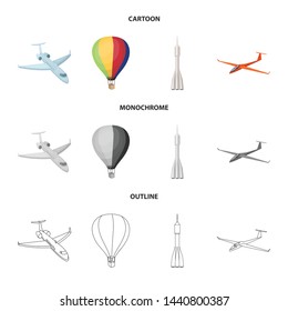 Isolated object of transport and object icon. Set of transport and gliding stock vector illustration.