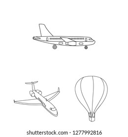 Isolated object of transport and object logo. Collection of transport and gliding  stock vector illustration.