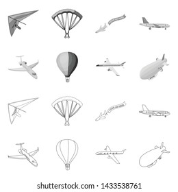 Isolated object of transport and object logo. Set of transport and gliding vector icon for stock.