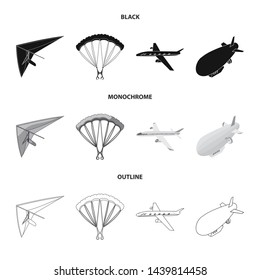 Isolated object of transport and object logo. Set of transport and gliding vector icon for stock.