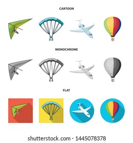 Isolated object of transport and object logo. Set of transport and gliding vector icon for stock.