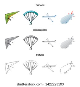 Isolated object of transport and object sign. Collection of transport and gliding  stock symbol for web.