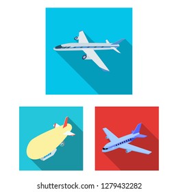 Isolated object of transport and object sign. Set of transport and gliding  stock symbol for web.