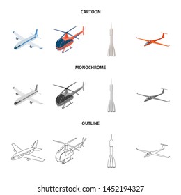 Isolated object of transport and object sign. Set of transport and gliding stock vector illustration.