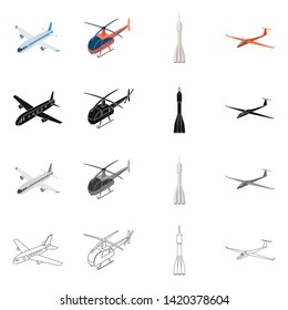 Isolated object of transport and object symbol. Collection of transport and gliding  stock symbol for web.