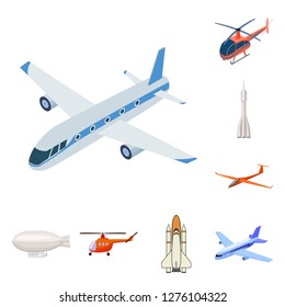 Isolated object of transport and object symbol. Set of transport and gliding  stock symbol for web.