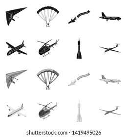 Isolated object of transport and object symbol. Set of transport and gliding  vector icon for stock.