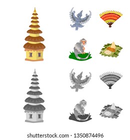 Isolated object of  and travel icon. Collection of  and traditional stock vector illustration.